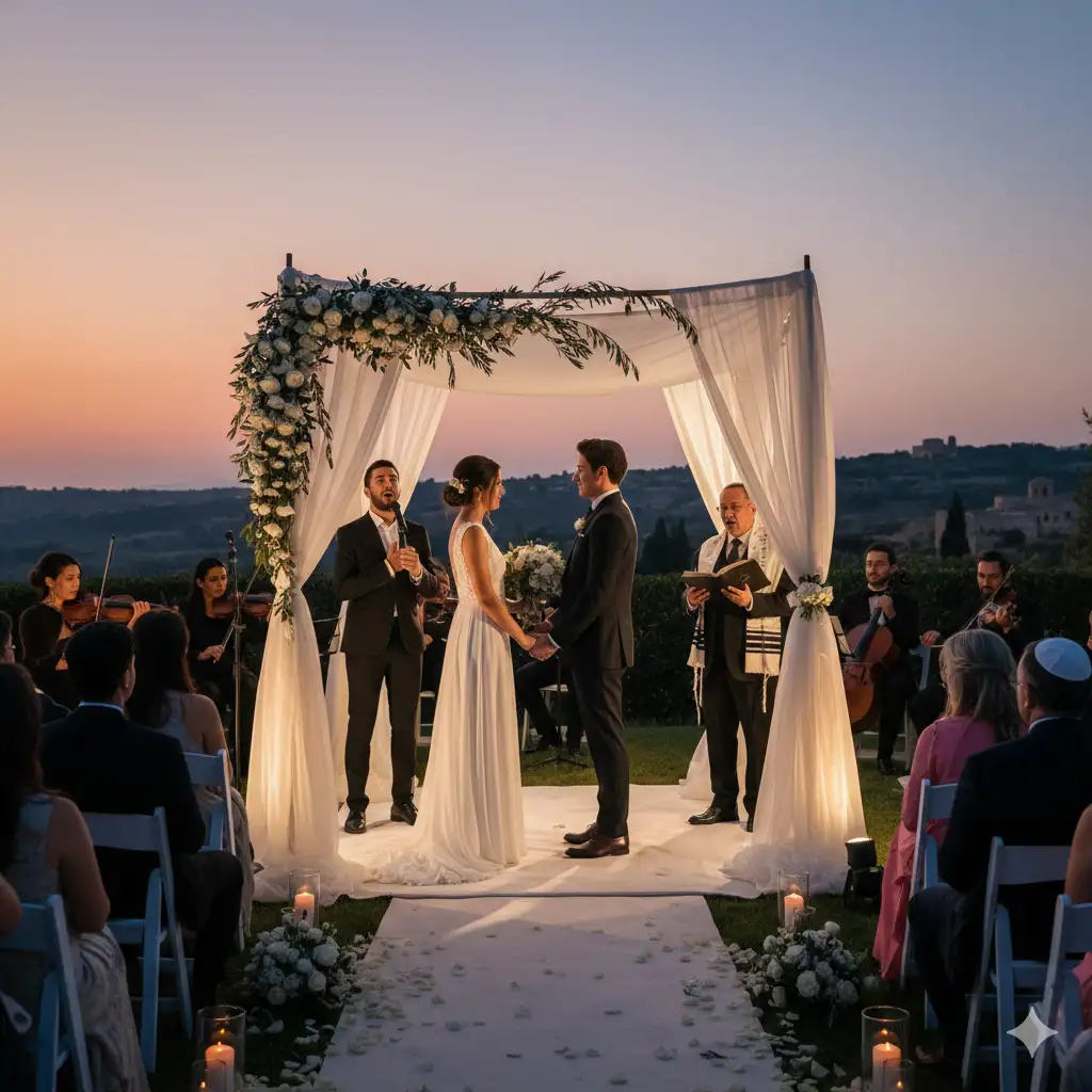 זוג עומד בחופה