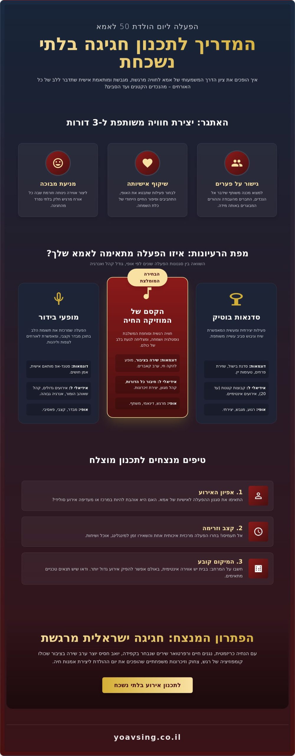 הפעלה ליום הולדת 50 לאמא: רעיונות שיהפכו את חגיגת היובל לבלתי נשכחת