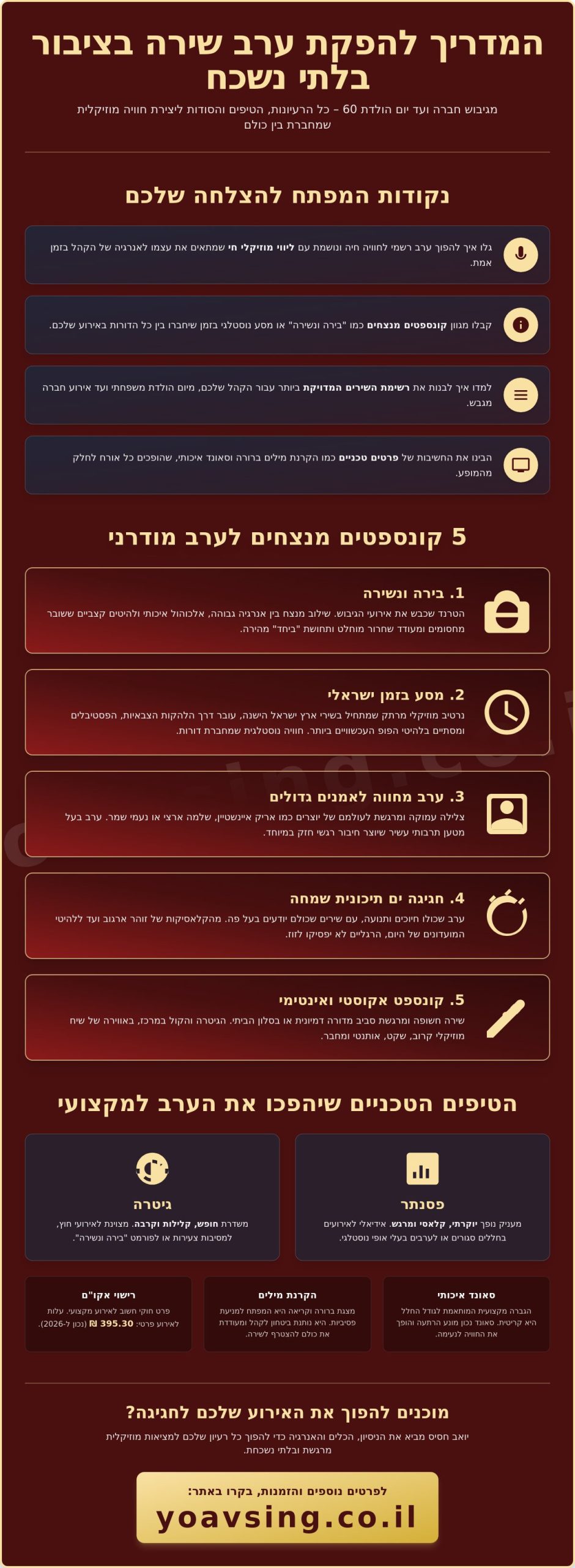 רעיונות לערב שירה בציבור: המדריך המלא להפקת אירוע מרגש ומגבש (2026)