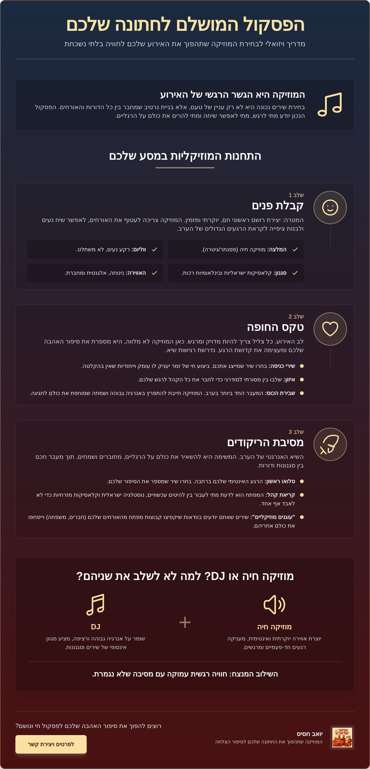 בחירת שירים לחתונה 2026: המדריך המלא ליצירת פסקול בלתי נשכח