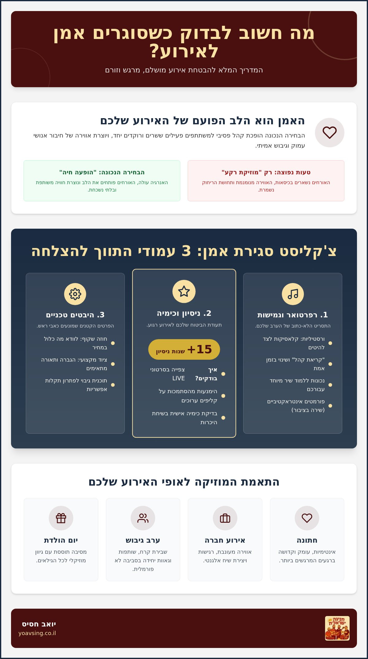 מה חשוב לבדוק כשסוגרים אמן לאירוע? המדריך המלא לבחירה נכונה ב-2026