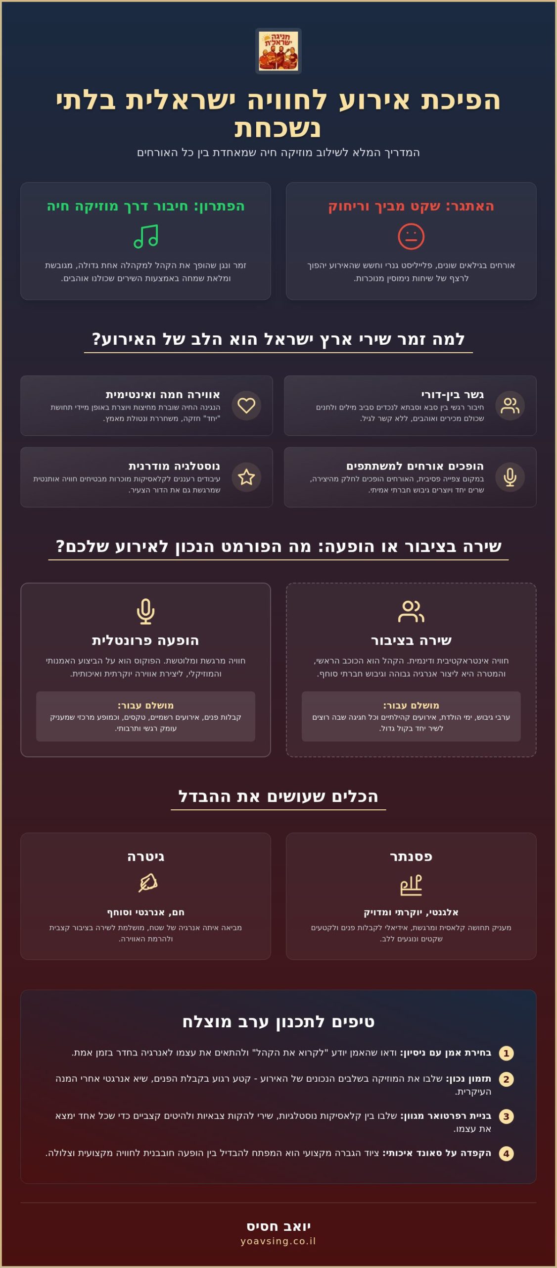 זמר שירי ארץ ישראל לאירועים: איך לבחור את המוזיקה שתאחד את כל האורחים